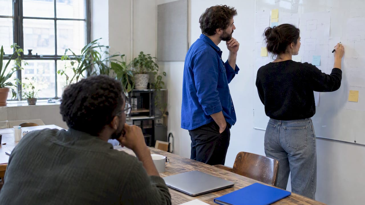 Team reviewing a no-code database structure