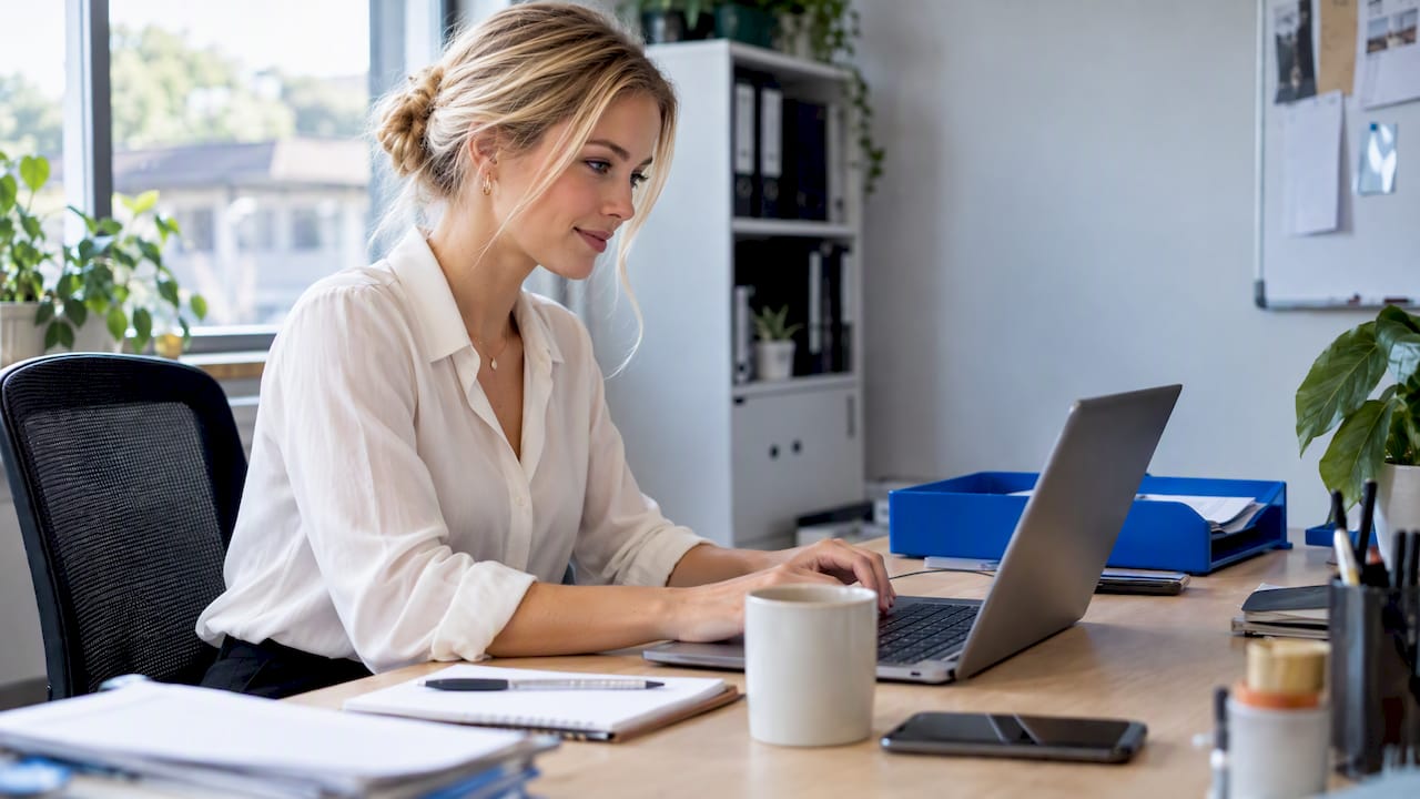 Sales manager reviewing spreadsheet during migration
