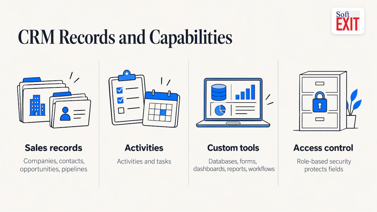 SoftEXIT CRM core and customizable capabilities