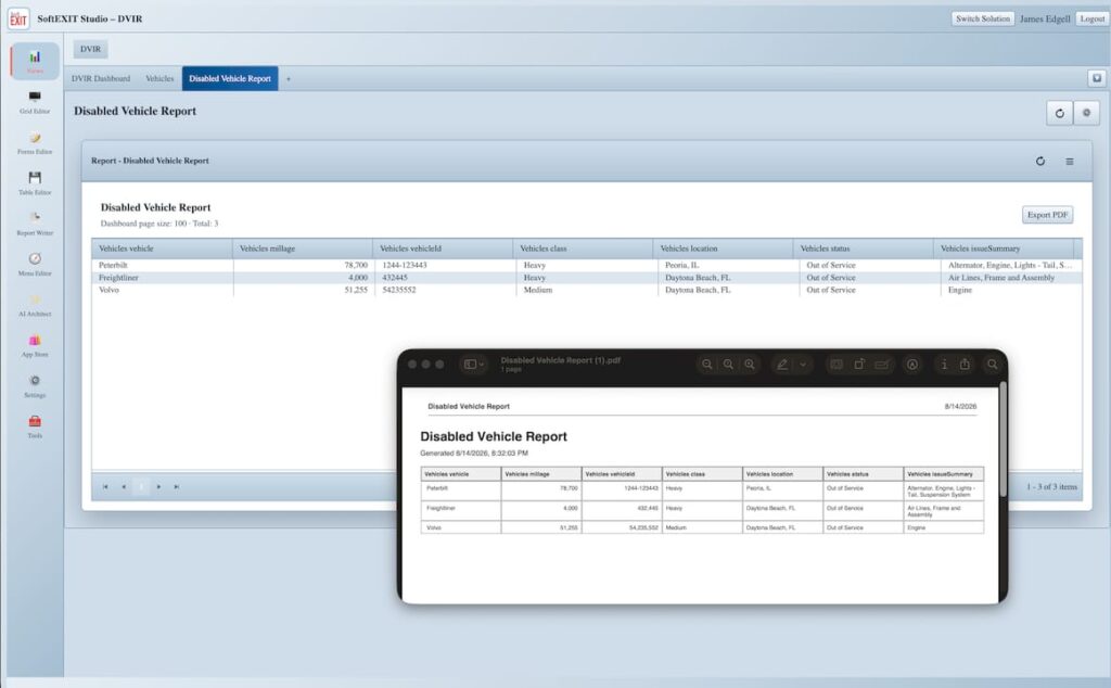 Showing DVIR Reports