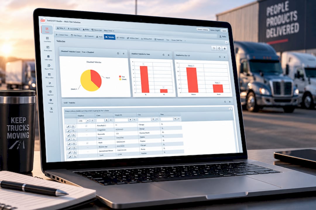 A laptop with DVIR dashboard showing